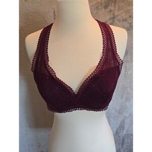 Victoria's‎ Secret Lace Bralette Burgundy Halter Neck Racerback Size L